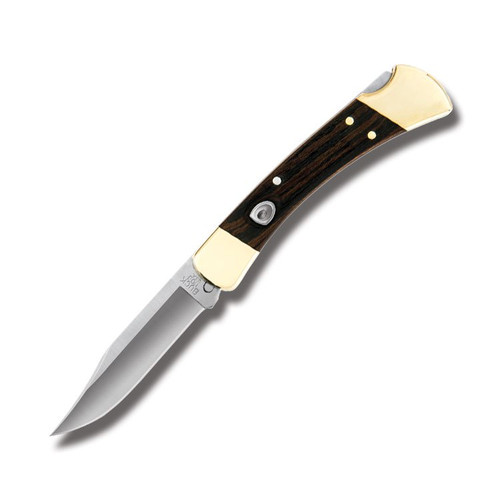 Buck 110 OTS Auto Folding Hunter Knife Ebony Wood - 3.75in Clip Point Satin Plain