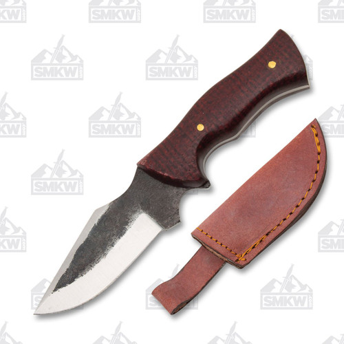 Szco Blacksmith Hunter Fixed Blade Knife Brown 3in Plain Drop Point with Sheath
