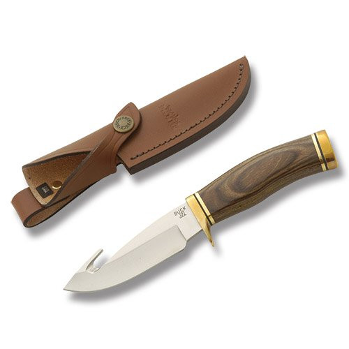 Buck Wood Grain Gut Hook Fixed Blade Knife