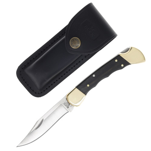 Buck 110 Ebony Folding Hunter Pocket Knife With Sheath