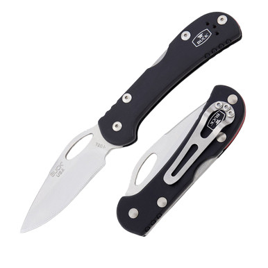 Buck 726 Mini SpitFire Black Folding Knife 2.75in Satin Drop Point Blade