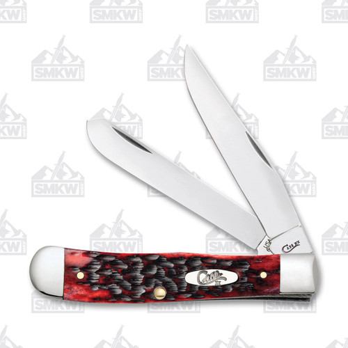Case Crimson Peach Seed Jigged Bone Trapper Folding Knife