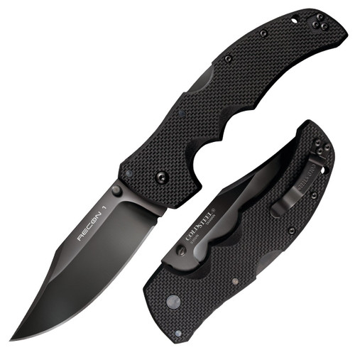 Cold Steel Recon 1 Folding Knife 4in Plain Black Clip Point