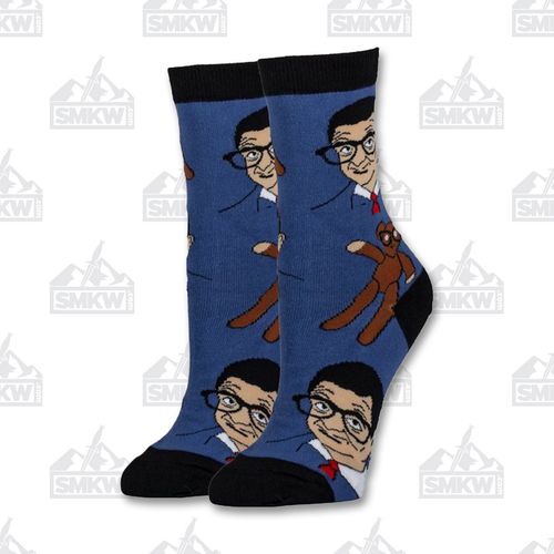 Oooh Yeah! Mr. Bean and Teddy Women's Blue Crew Socks