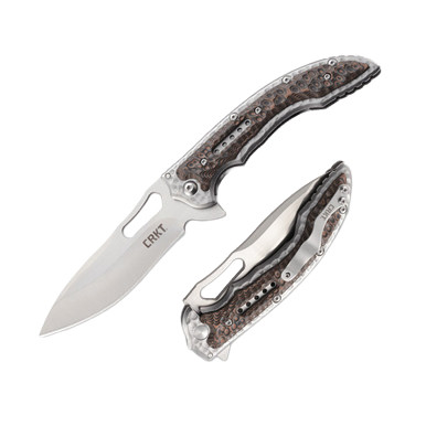 CRKT Fossil Folding Knife 3.96in Drop Point Satin Plain Blade