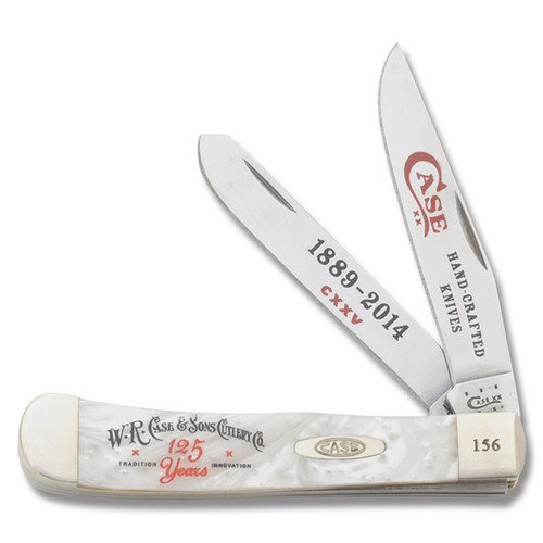 Case XX 125th Anniversary White Pearl Corelon Trapper Folding Knife CA9254125WP