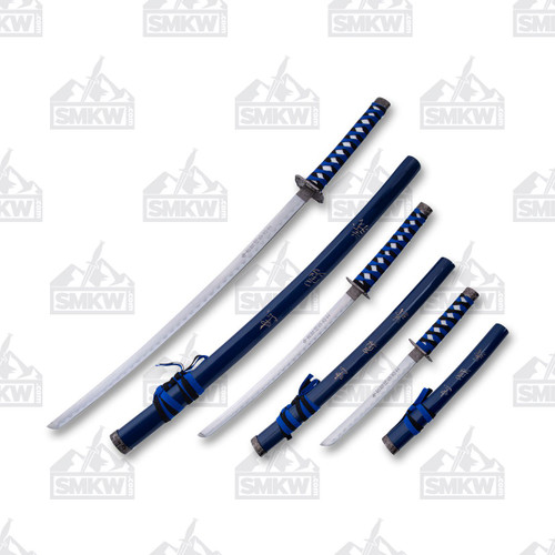 Blue Sword Set with Japanese Inscription