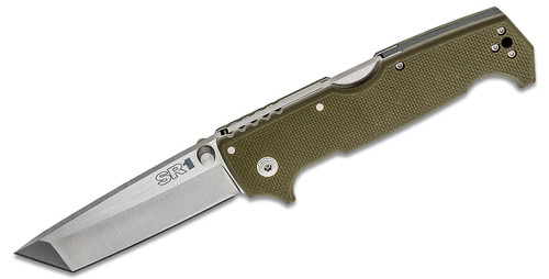 Cold Steel SR1 Folding Knife OD Green 4in Plain Satin Tanto