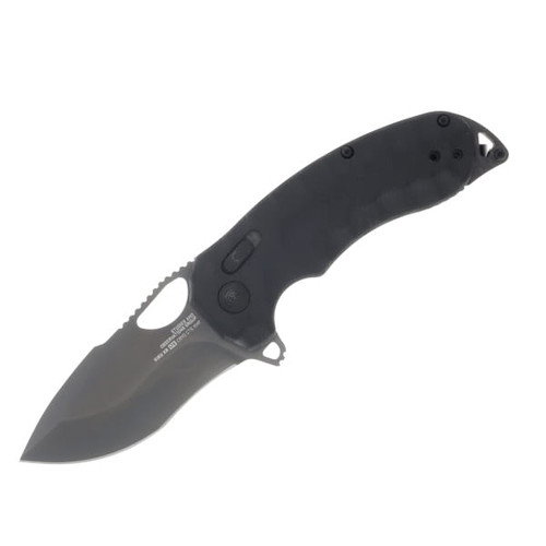 SOG Kiku XR LTE Blackout Micarta - Carbon 3.02 Inch Plain Black Tanto Open
