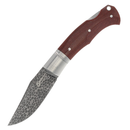 Boker Boxer Folding Knife 3.07in Plain Red Burlap Dragonscale Damascus
