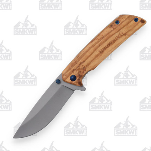 Browning Knives Olivewood Folding Knife Drop Point BN0375