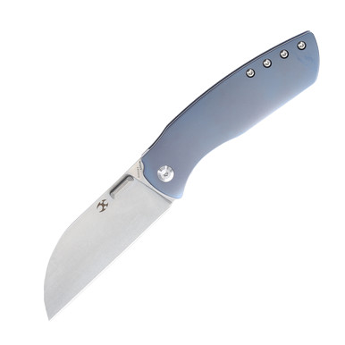 Kansept Convict Blue Titanium Folding Knife 3.25in Sheepsfoot Blade
