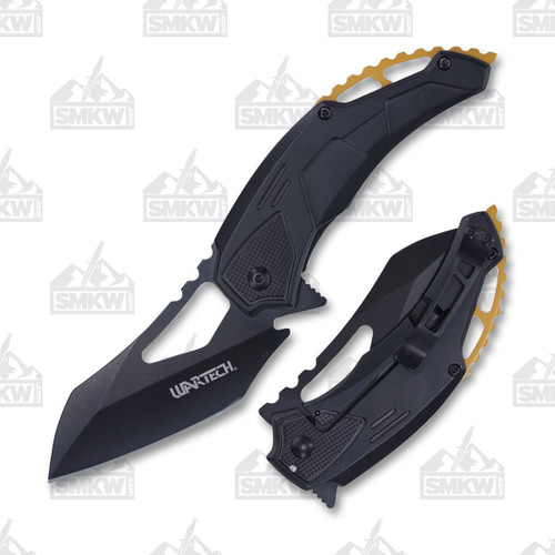 WarTech Assisted Tactical Folding Knife 3.25in Wharncliffe Blade Black