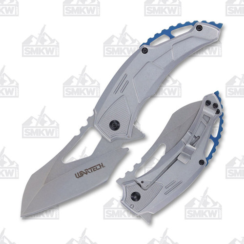 WarTech Assisted Opening Folding Knife Wharncliffe Silver