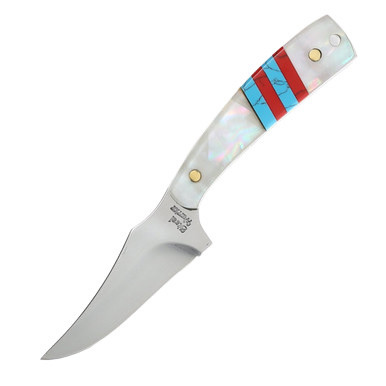 Frost Steel Warrior MOP Red and Blue 3.25in Skinner Fixed Blade