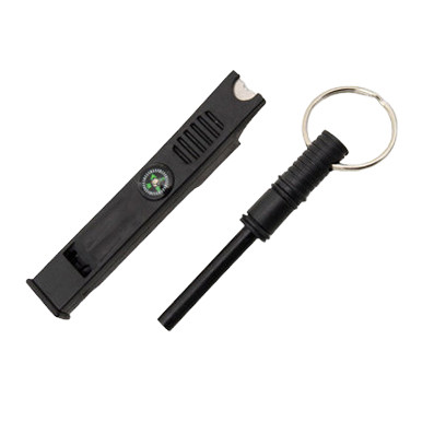 Explorer Keyring Fire Starter Integrated Emergency Whistle