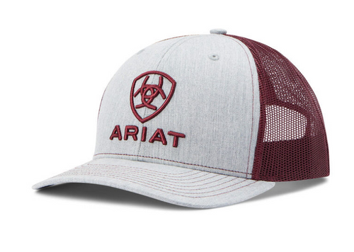 Ariat Snapback Cap Burgundy Gray Mens One Size