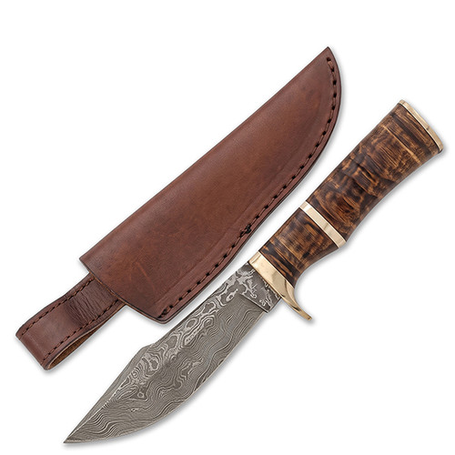 Rite Edge Sahara Fighter Fixed Blade Knife Damascus/Wood