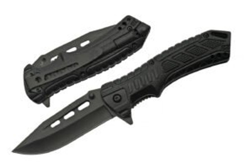 Black Streak Folding Knife with Firestarter and Whistle