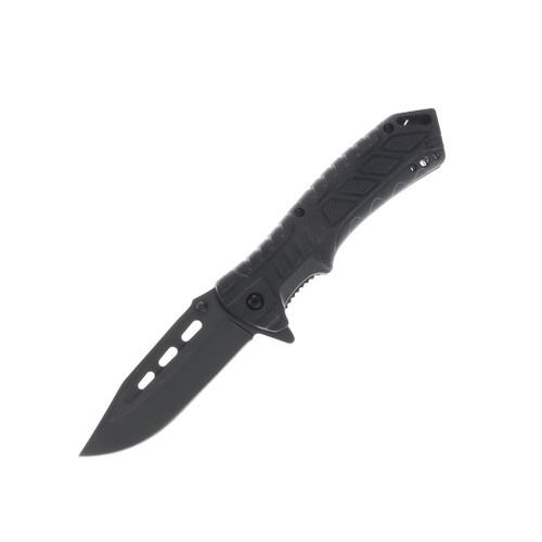 Black Streak Folding Knife with Firestarter and Whistle 300524