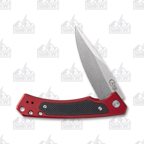 Case Marilla Framelock Folding Knife (Stonewash Drop Point  Red)