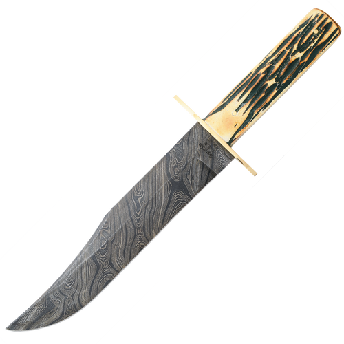 Bear & Son India Stag Damascus Bowie Knife