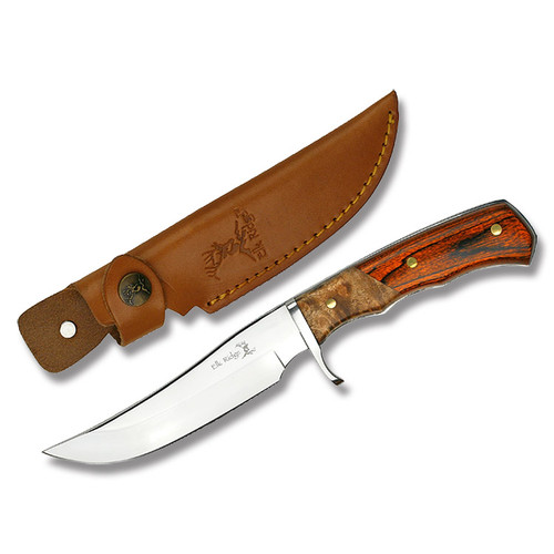 Elk Ridge Hunter Fixed Blade Knife Brown Wood Handle