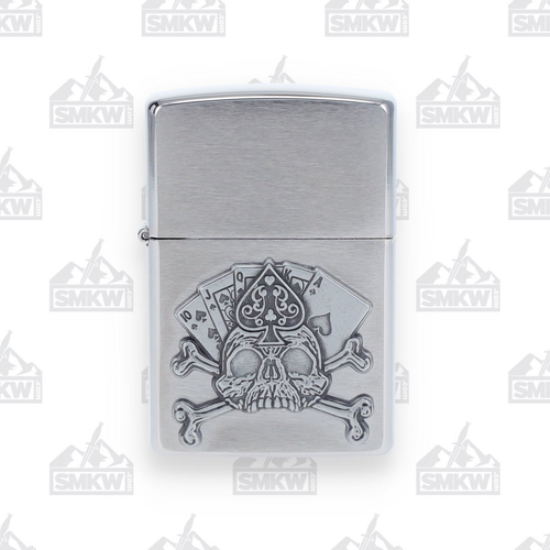 Zippo Brushed Chrome Ace Skull Lighter