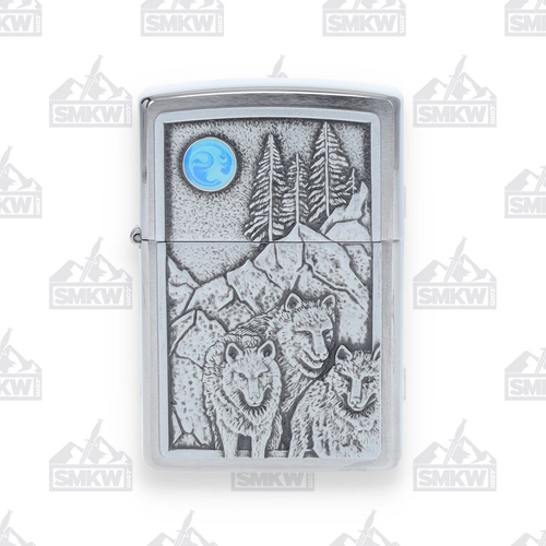 Zippo Brushed Chrome Wolves Lighter