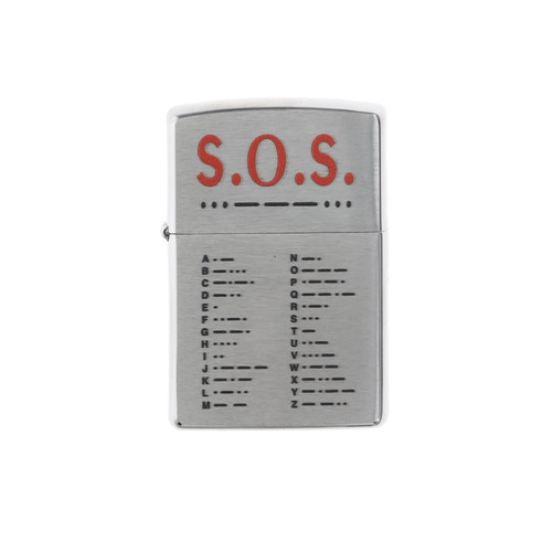 Zippo Morse Code SOS Brushed Chrome Lighter ZPSOS