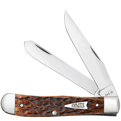 Case Brown Peachseed Jigged Bone Trapper Folding Knife