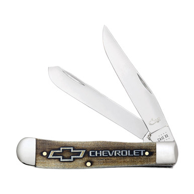 Case XX Chevrolet Embellished Natural Bone Trapper Folding Knife