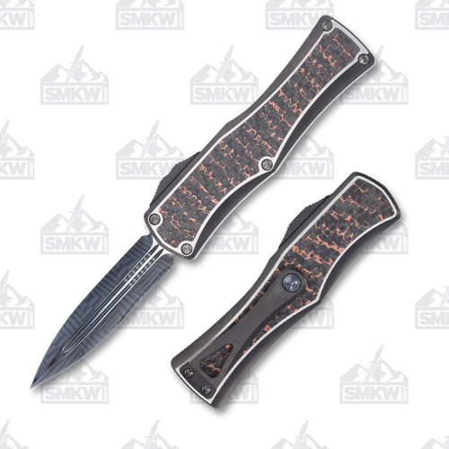 Marfione Custom Hera OTF Knife Black Mosaic - 3in Damascus DE Dagger Plain