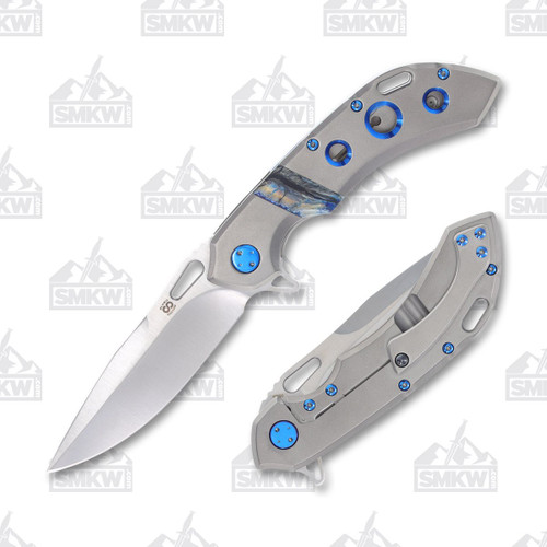 Olamic Wayfarer Drop Point Light Blasted Titanium with Mammoth Tooth Inlay