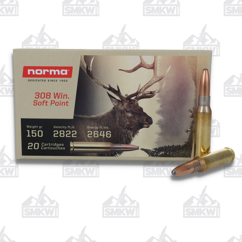 Norma 308 Winchester Ammunition 150 Grain Soft Point 20 Rounds