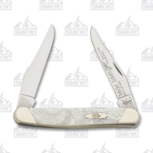 Case XX Slant Bolster White Pearl Corelon Muskrat Folding Knife CAS9200WP