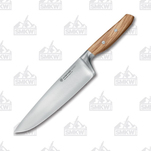 Wusthof Amici Chefs Kitchen Knife 8in Plain Edge Calabrian Wood