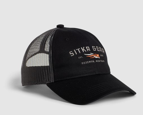 Sitka Wordmark Lo Trucker Hat Black Mens One Size