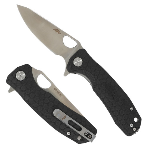 Honey Badger Knives Large Leaf Folding Knife Black 3.63in Satin Blade