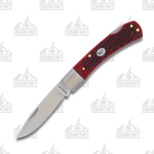 Browning Red Jigged Bone Lockback Folding Knife with Gift Tin