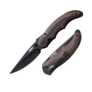 CRKT Endorser Brown - Black 3.18 Inch Plain Black Oxide Drop Point