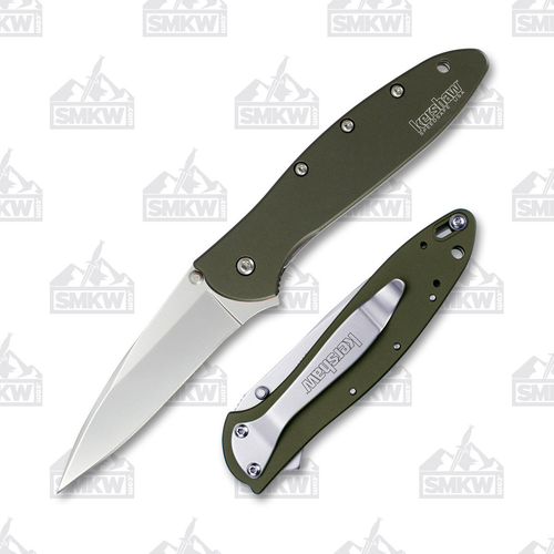 Kershaw Leek Folding Knife 3.0in Plain Edge OD Green Bead Blasted