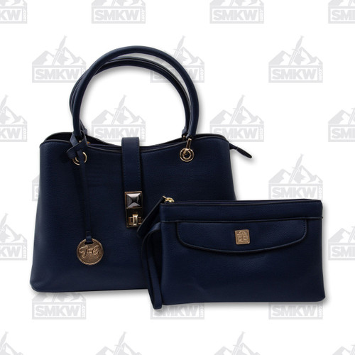 Fabigun Concealed Carry Leather Purse Bag Blue Leather