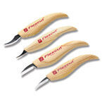 Flexcut 4-piece Carving Knife Set with Tool Roll (Ash, Carbon Steel)