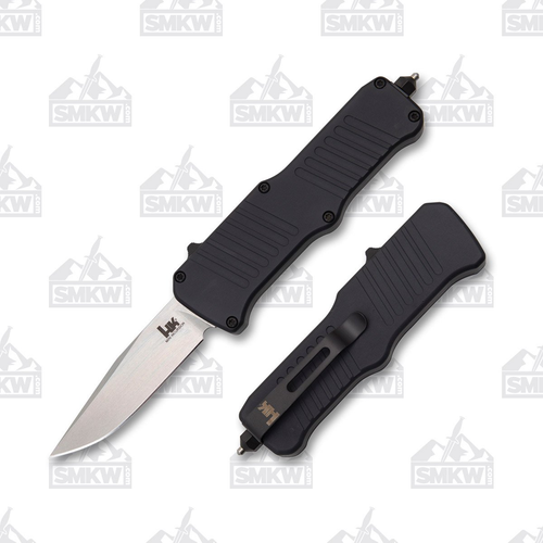 Hogue H&K Mini Incursion OTF Automatic Tumbled Drop Point Black