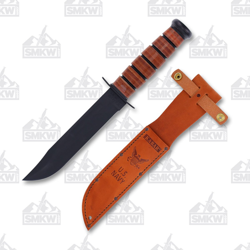 KA-BAR Fixed BladeNavy Fighting Knife with Leather Sheath