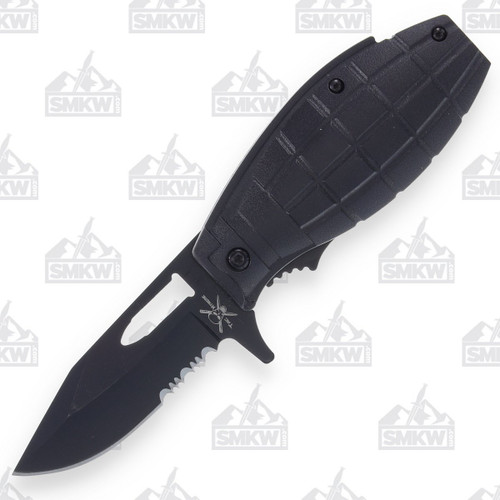Frost TAC Xtreme AO Grenade Linerlock Folding Knife Black ABS Handle FRTX173B
