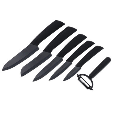 Hen & Rooster Zirconia Ceramic Black Six Piece Kitchen Knife Set