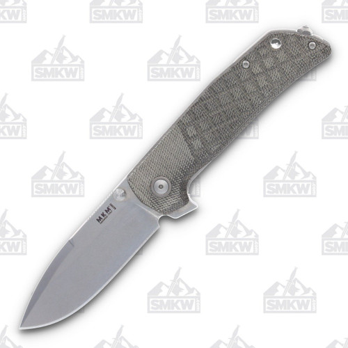 MKM Knives Maximo Folding Knife Green Canvas Micarta 3.23in Drop Point