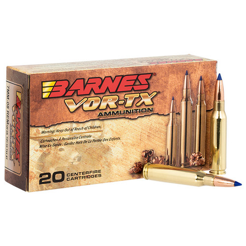 Barnes Bullets Vor-Tx 7mm-08 Remington Ammunition 20 Rounds Brass Centerfire 120 Grain Tipped TSX Boat Tail 